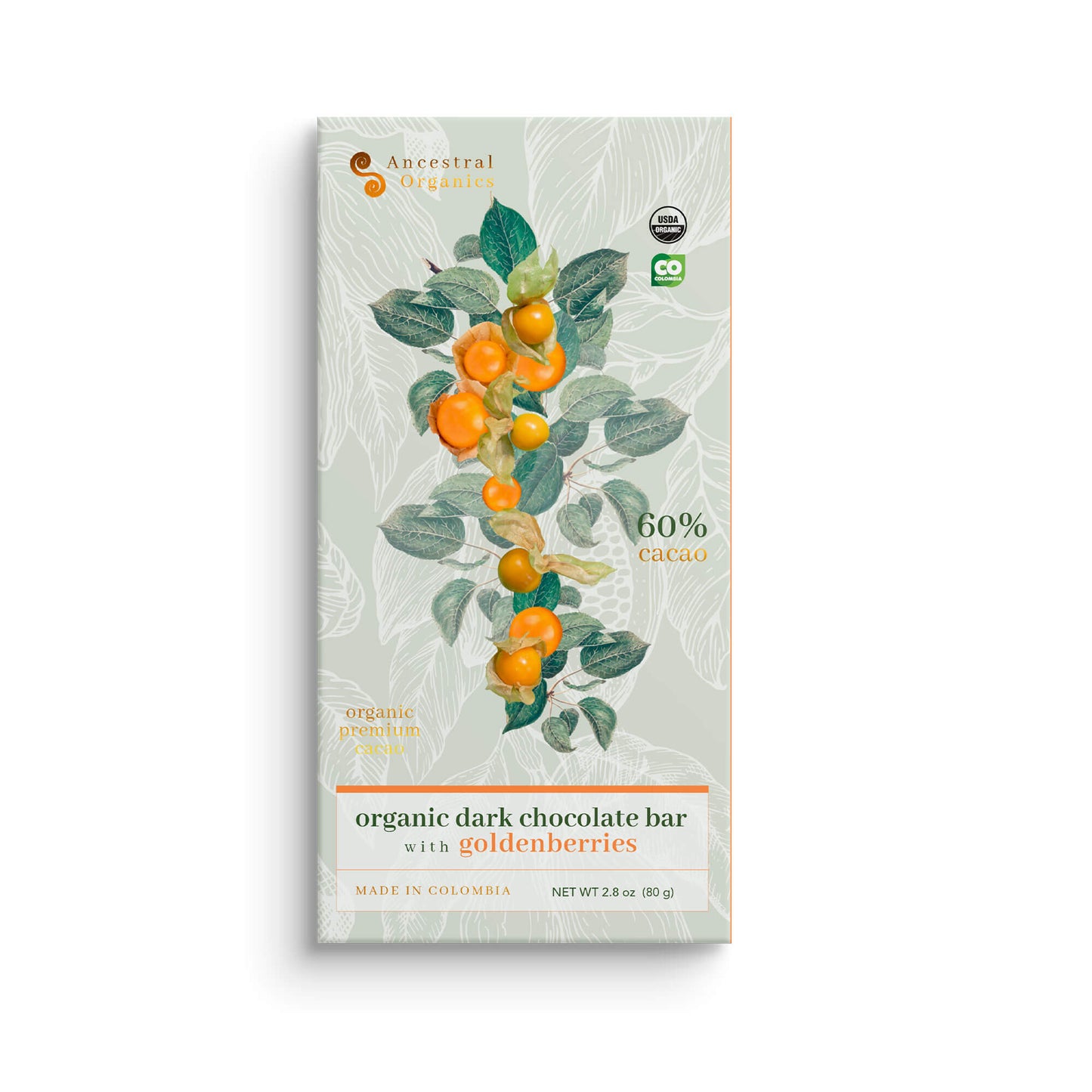 Organic Dark Chocolate Bar with Goldenberries